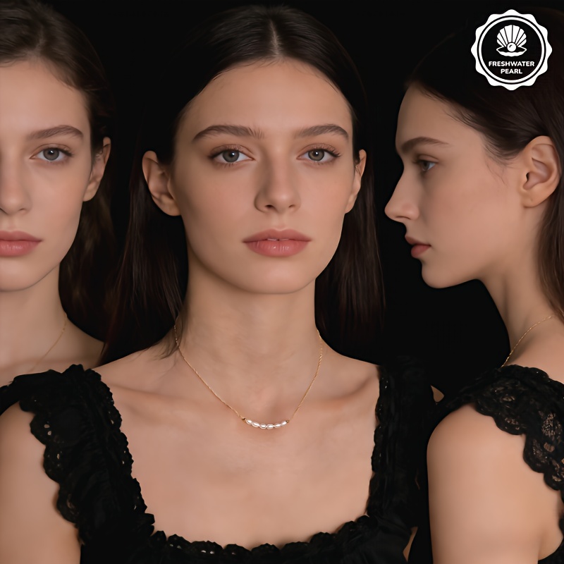 Dainty White or Pink-Peach Freshwater Rice-Shaped Necklace